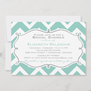 White and Blue Chevron Bridal Shower Invitation