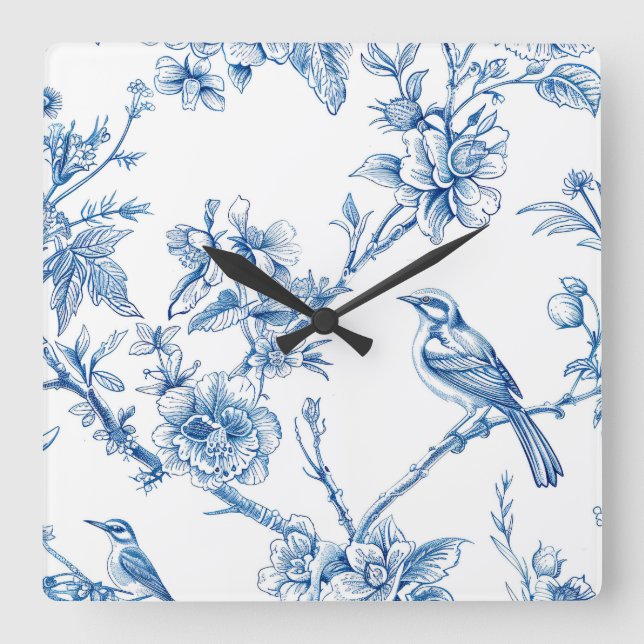 White and Blue Chinoiserie Wall Clock (Front)