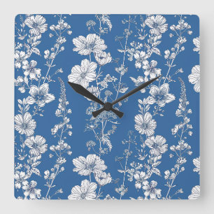 White and Blue Chinoiserie Wall Clock