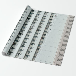 WHITE AND BLUE CONCRETE BUILDING WRAPPING PAPER