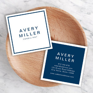 White and Blue Corporate Modern Professional Square Business Card