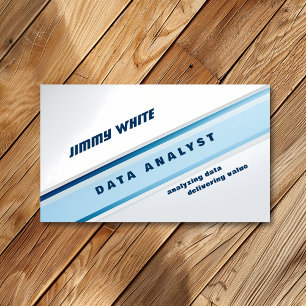 White and Blue Data Analyst Business Card