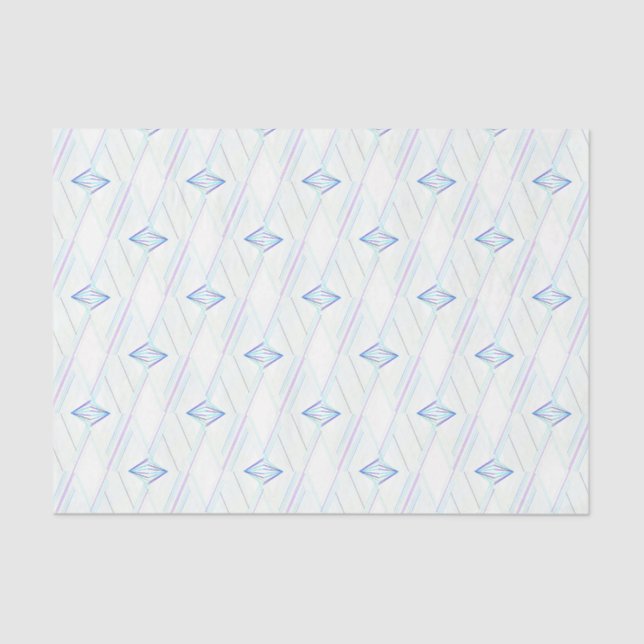 White And Blue Diamond Abstract Elegant Pattern Tissue Paper (Front)