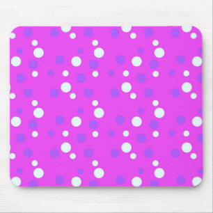 white and blue dots, pink mouse mat