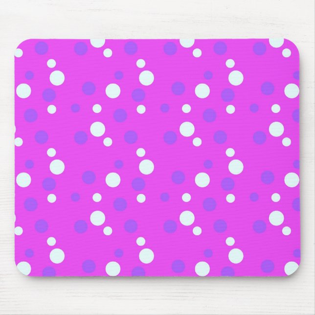 white and blue dots, pink mouse mat (Front)