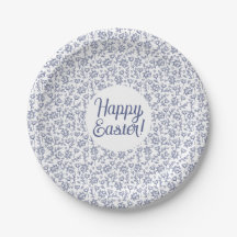White and Blue Easter Flower Pattern