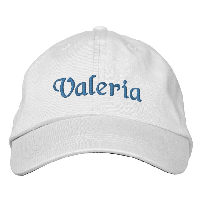 White and Blue Feminine Custom Name Embroidered Hat (Front)