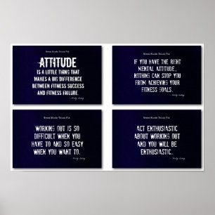 White and Blue Fitness Quotes with Attitude! Poster