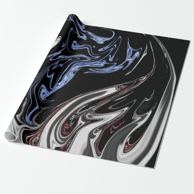 White And Blue Flames Abstract Art | Best fine art Wrapping Paper (Unrolled)