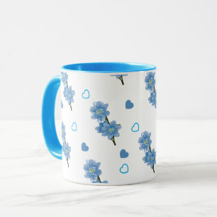 White and Blue Floral Coffee Mug