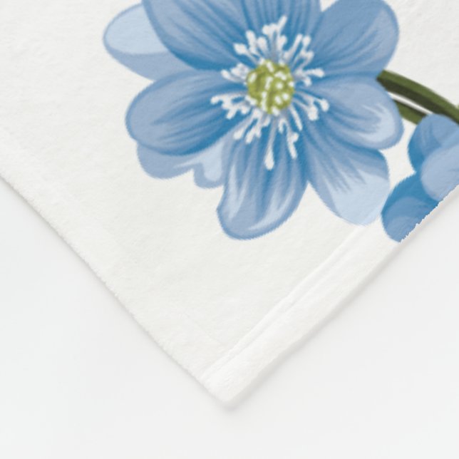 White and Blue Floral Fleece Blanket (Corner)