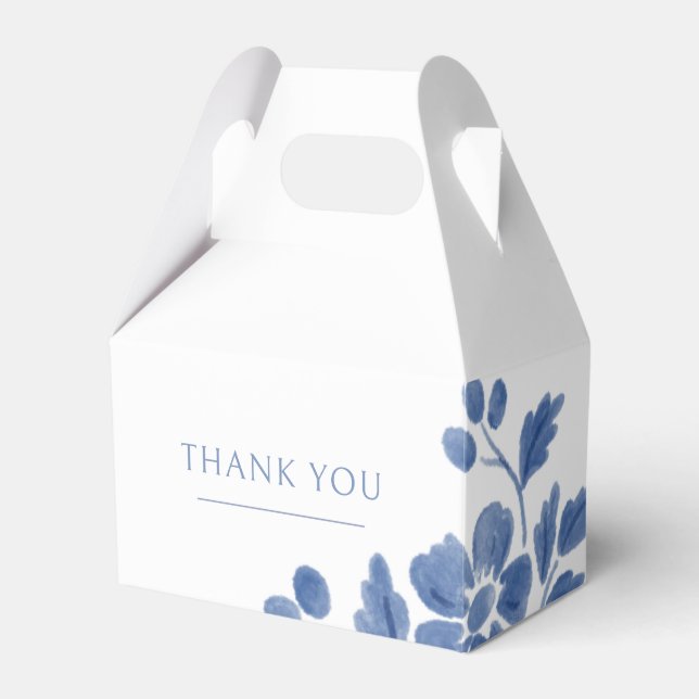 White and Blue | Floral Wedding  Favour Box (Front Side)