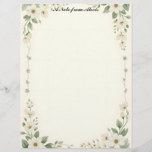 White and Blue Flower Frame Custom Letterhead