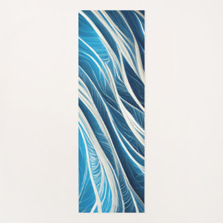 White and blue flowing lines with texture yoga mat