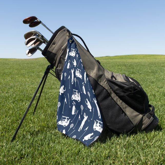 White and Blue Golf Symbols Pattern Towel (Green)