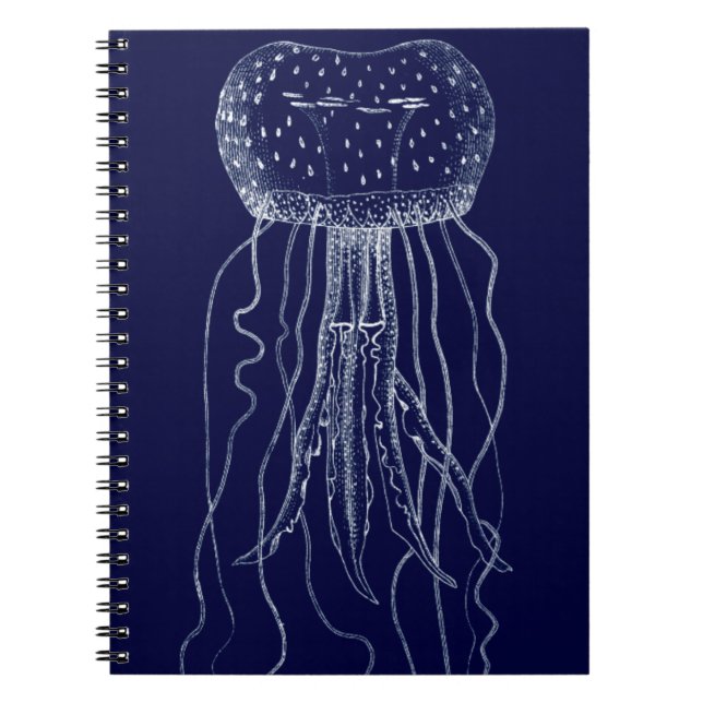 White and Blue Jellyfish Notebook (Front)
