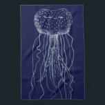 White and Blue Jellyfish Tea Towel<br><div class="desc">This image of this unique translucent jellyfish is perfect for your nautical collection. Although jellyfish can give off some hurtful stings,  you'll be safe from this one! It's a great modern piece of art that will look great on any Zazzle products.</div>