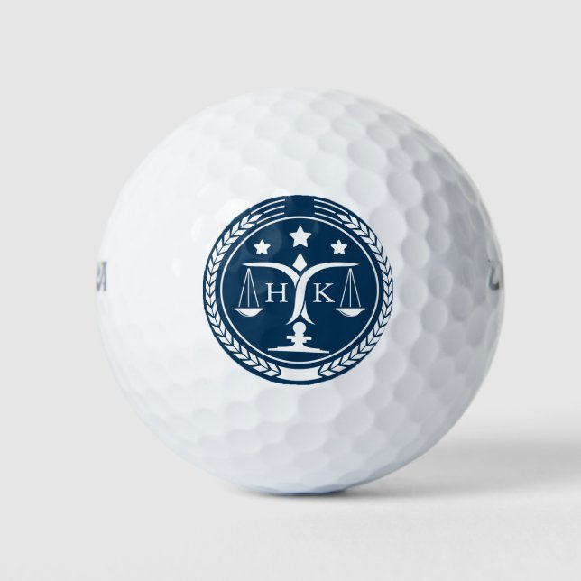 White And Blue Justice Logo Monogram Golf Balls (Front)