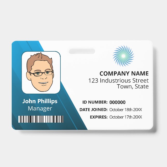 White And Blue Manager ID Logo Badge (Front)