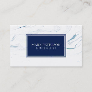 White And Blue Marble Stone Business Card