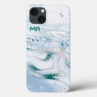 White and blue marble swirls