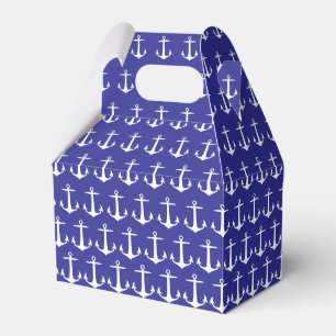 White and Blue Marine Anchor Pattern Custom Favour Box