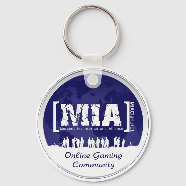 White and Blue MIAClan.net Key Chain (Front)