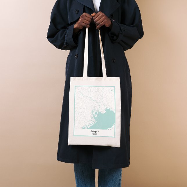 White and Blue Minimalist Tokyo City Map Tote Bag (Creator Uploaded)