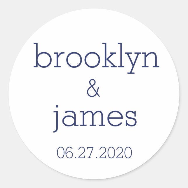 White And Blue Modern Wedding Stickers (Front)