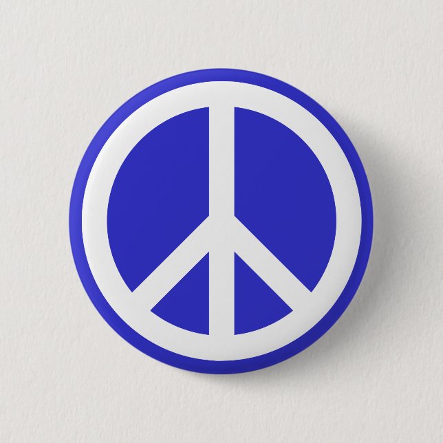 White and Blue Peace Symbol 6 Cm Round Badge (Front)