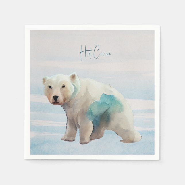White and Blue Polar Bear Christmas Paper Napkin (Front)