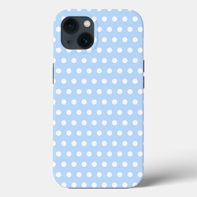 White and Blue Polka Dot Pattern. Spotty. Case-Mate iPhone Case (Back)