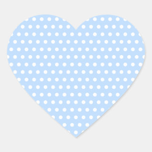 White and Blue Polka Dot Pattern. Spotty. Heart Sticker