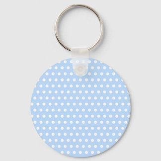 White and Blue Polka Dot Pattern. Spotty. Key Ring