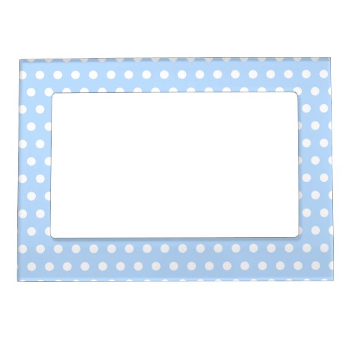 White and Blue Polka Dot Pattern. Spotty. Photo Frame Magnets | Zazzle