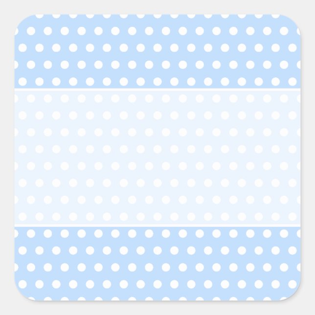 White and Blue Polka Dot Pattern. Spotty. Square Sticker (Front)