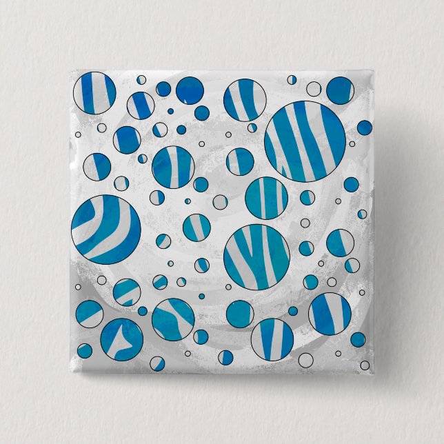 White and Blue Polka Dot Zebra 15 Cm Square Badge (Front)