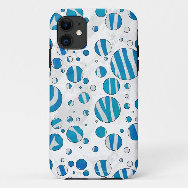 White and Blue Polka Dot Zebra Case-Mate iPhone Case (Back)