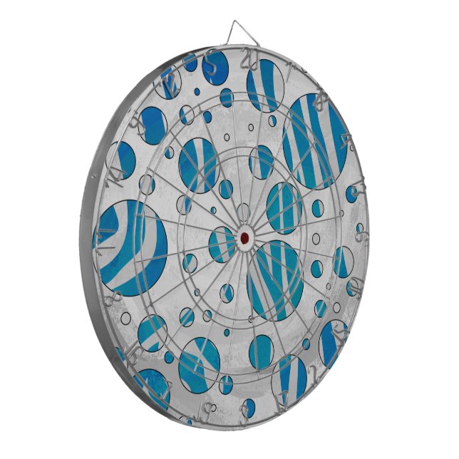 White and Blue Polka Dot Zebra Dartboard (Front Left)