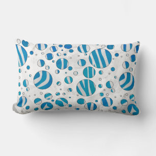 White and Blue Polka Dot Zebra Lumbar Cushion