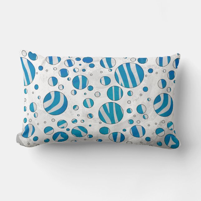White and Blue Polka Dot Zebra Lumbar Cushion (Front)