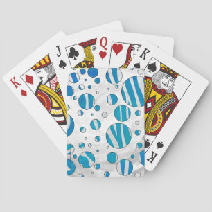 White and Blue Polka Dot Zebra Playing Cards