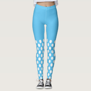 White and Blue Polka Dots Leggings