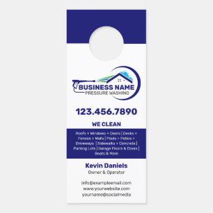White and Blue Pressure Washing Services Door Hanger