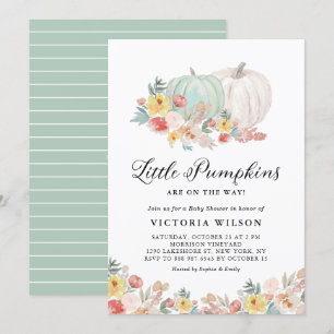 White and Blue Pumpkins Autumn Twins Baby Shower Invitation