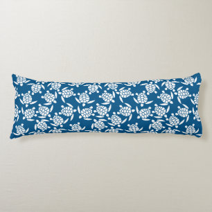 White And Blue Repeat Motif   Sea Turtle Pattern Body Cushion
