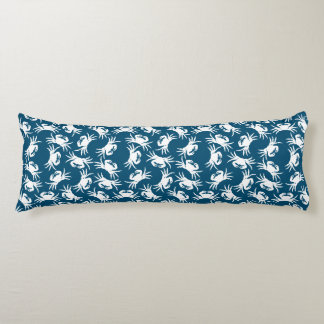 White and Blue Seamless Crab Pattern Body Cushion