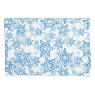 White and Blue Snowflake Seamless Pattern Pillowcase
