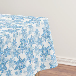 White and Blue Snowflake Seamless Pattern Tablecloth