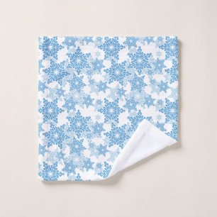 White and Blue Snowflake Seamless Pattern Wash Cloth